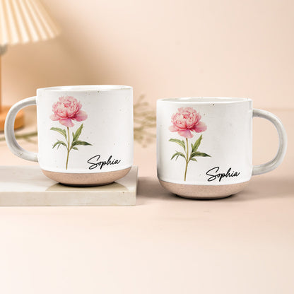 Custom Name & Birth Flower Minimalism Style Watercolor Gifts For Women - Personalized Mug