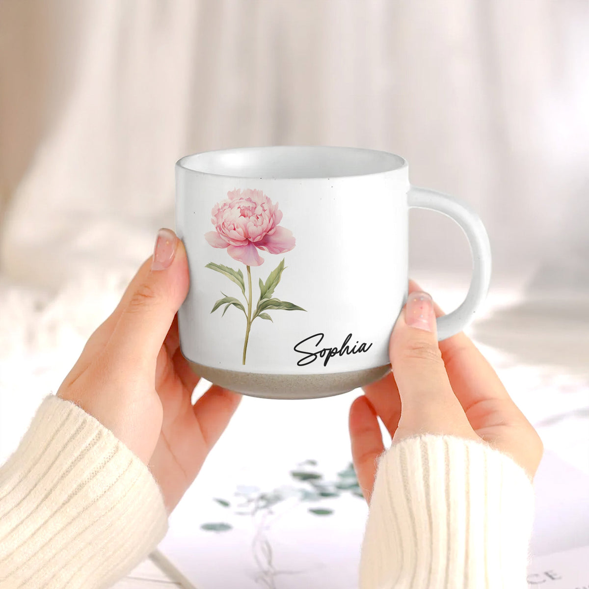 Custom Name & Birth Flower Minimalism Style Watercolor Gifts For Women - Personalized Mug