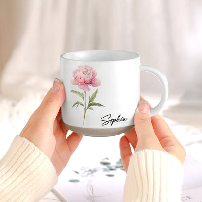 Custom Name & Birth Flower Minimalism Style Watercolor Gifts For Women - Personalized Mug