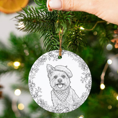 Custom Pet Portrait Sketch Line Art Memorial Christmas Gifts - Personalized Ornament