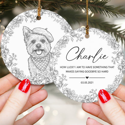 Custom Pet Portrait Sketch Line Art Memorial Christmas Gifts - Personalized Ornament